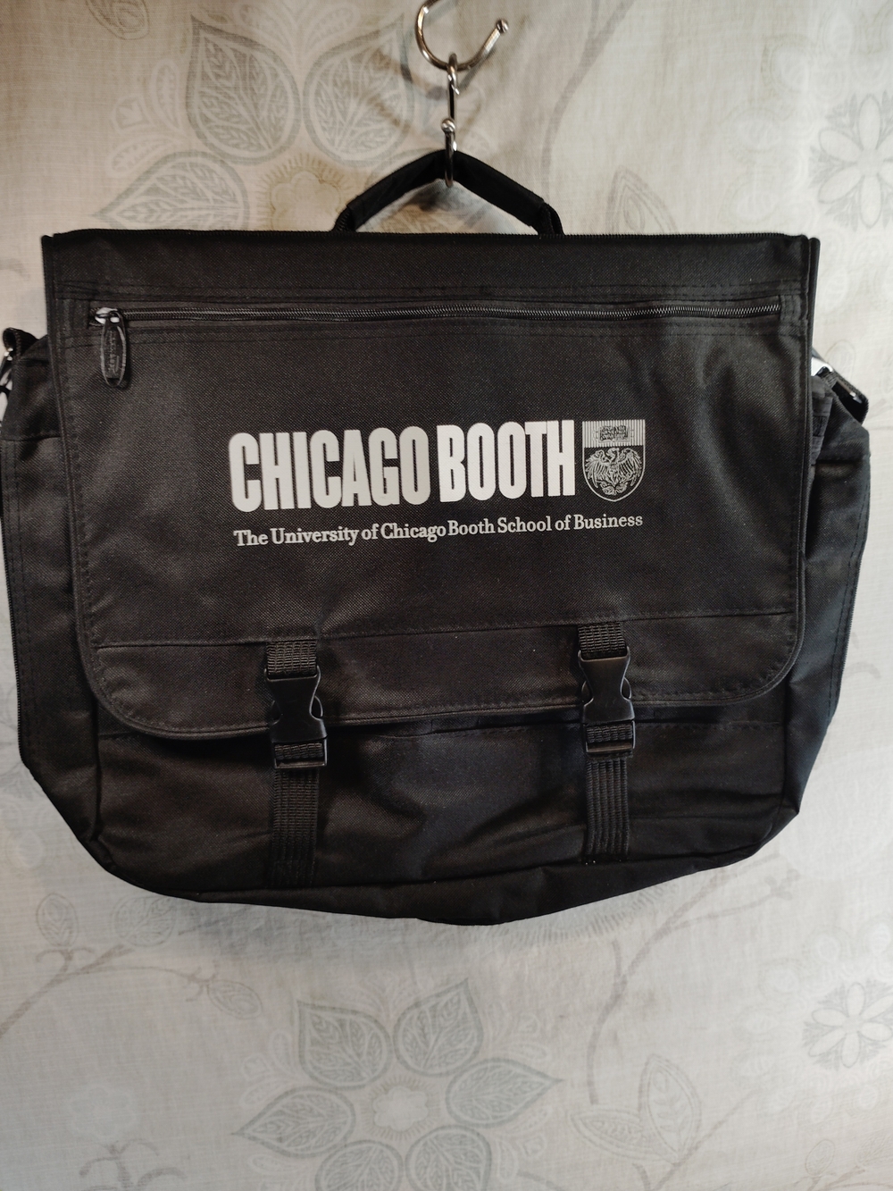 Chicago Booth Black Messenger Bag with Logo
